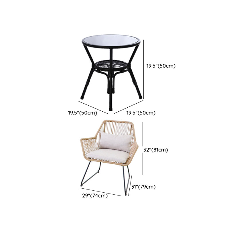 Modern Style Bistro Set Round Top Metal 3 Pieces Bistro Table Set