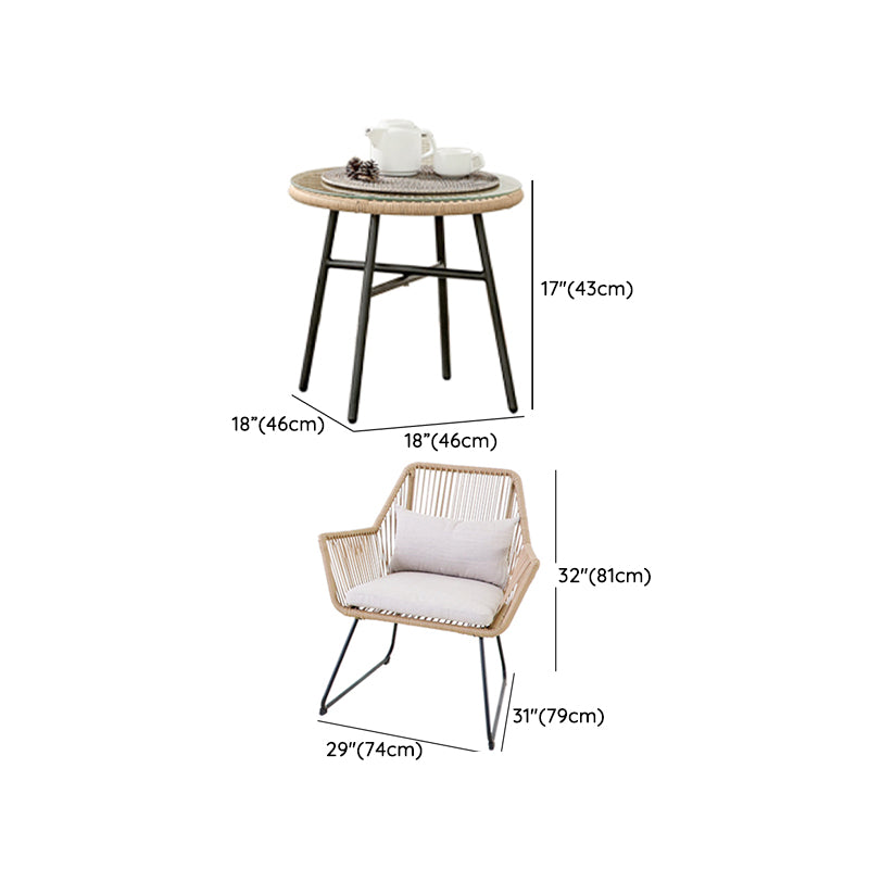 Modern Style Bistro Set Round Top Metal 3 Pieces Bistro Table Set