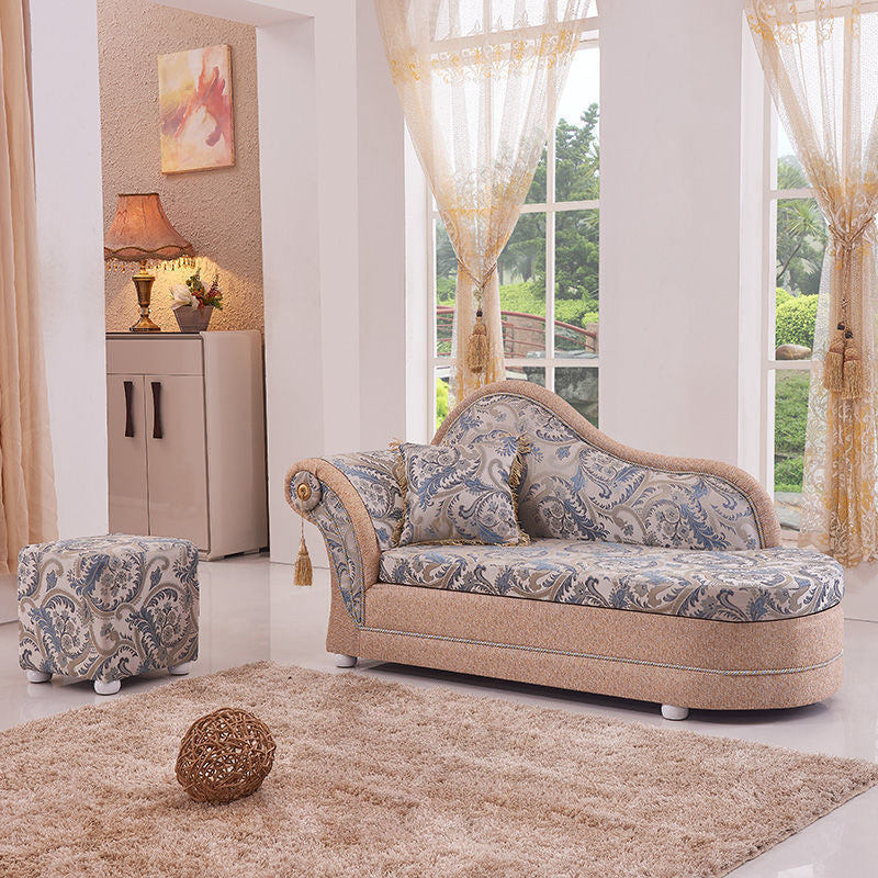 Bohemian Damask Flared Arms Chaise Lounge with Cushioned for Bedroom and Living Room