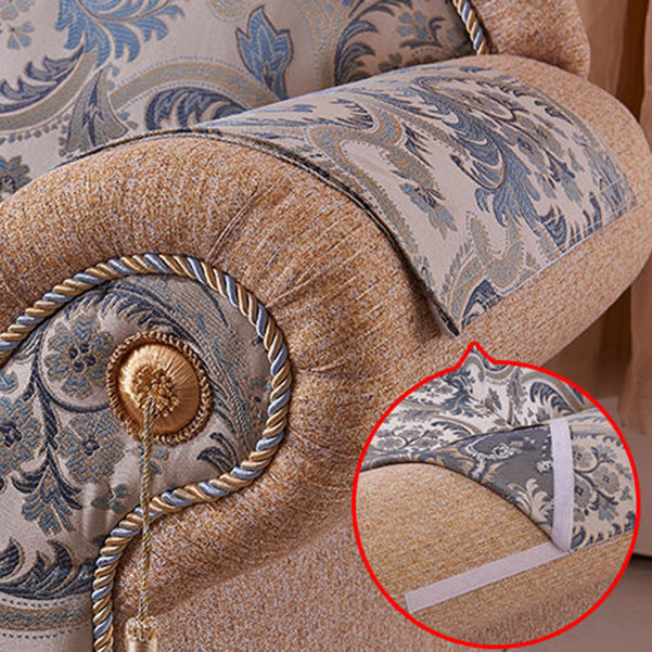 Bohemian Damask Flared Arms Chaise Lounge with Cushioned for Bedroom and Living Room