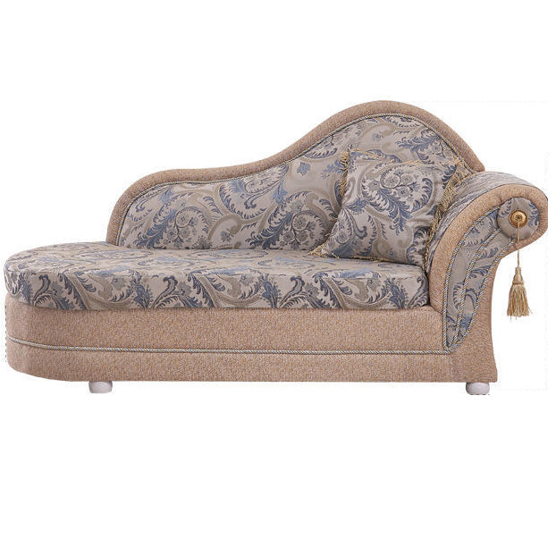 Bohemian Damask Flared Arms Chaise Lounge with Cushioned for Bedroom and Living Room