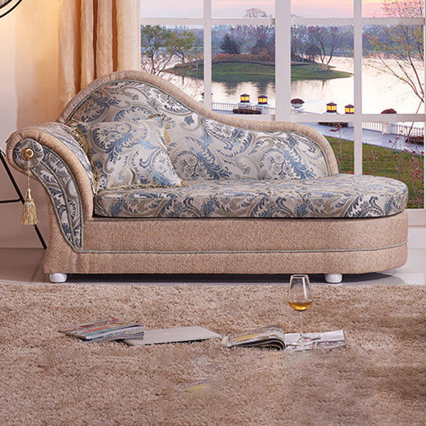 Bohemian Damask Flared Arms Chaise Lounge with Cushioned for Bedroom and Living Room