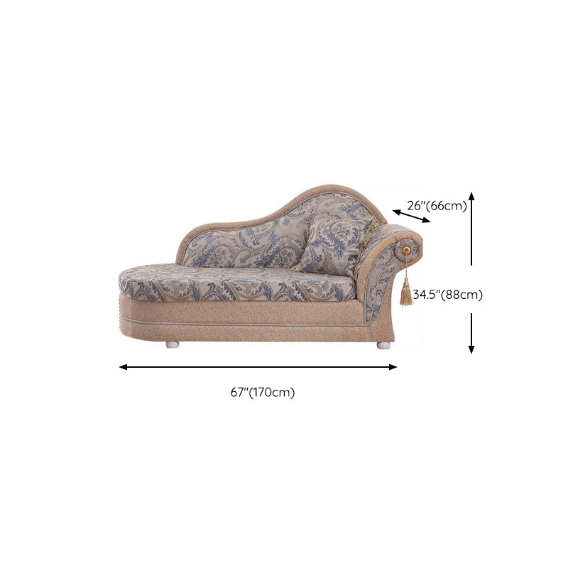 Bohemian Damask Flared Arms Chaise Lounge with Cushioned for Bedroom and Living Room