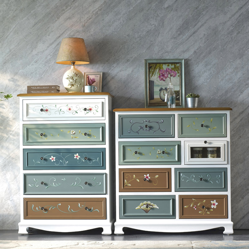 Coastal Storage Chest Solid Wood Storage Chest Dresser with 5/8 Drawers