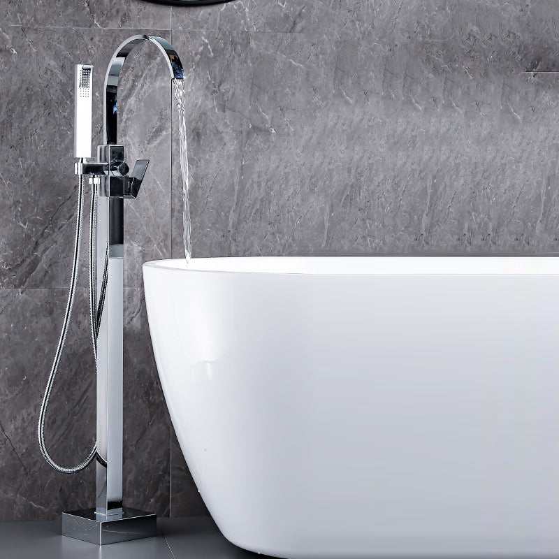 Contemporary Freestanding Tub Filler Brass Tub Filler with Hand-shower