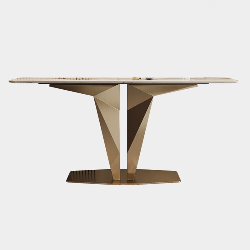 Modern Console Table Gold Stone Accent Table for Hall , 33.46" Tall
