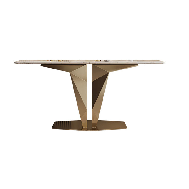 Modern Console Table Gold Stone Accent Table for Hall , 33.46" Tall