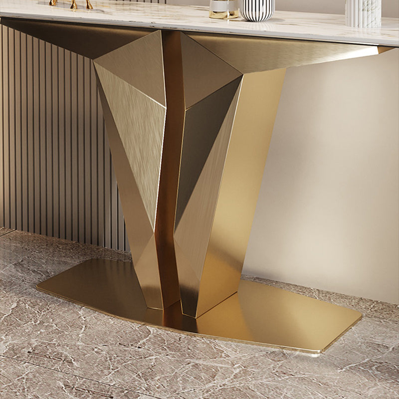 Modern Console Table Gold Stone Accent Table for Hall , 33.46" Tall