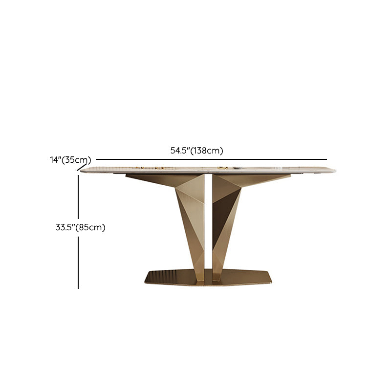 Modern Console Table Gold Stone Accent Table for Hall , 33.46" Tall