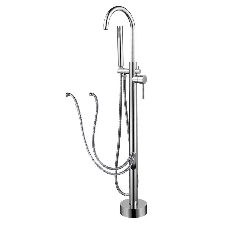 Modern Style Freestanding Tub Filler Copper Floor Mount Freestanding Tub Filler