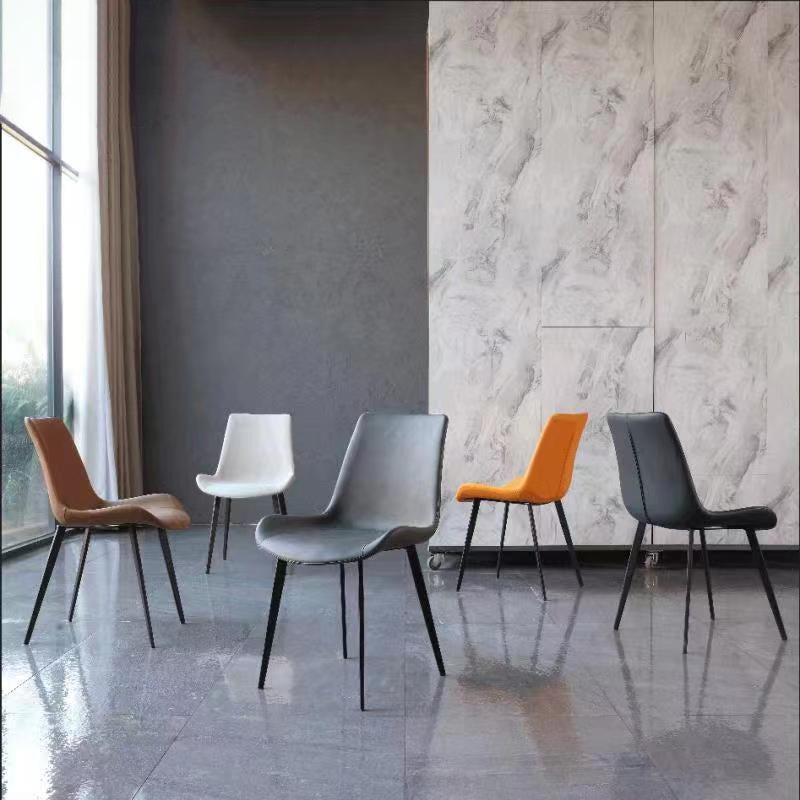 Contemporary Side Chair Metal Solid Back Dining Room Chair for Brasserie