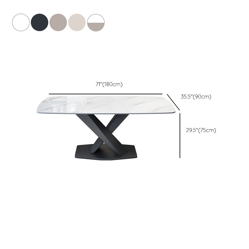 Industrial Dining Room Table Stone Rectangle Dinette Table for Dining Room