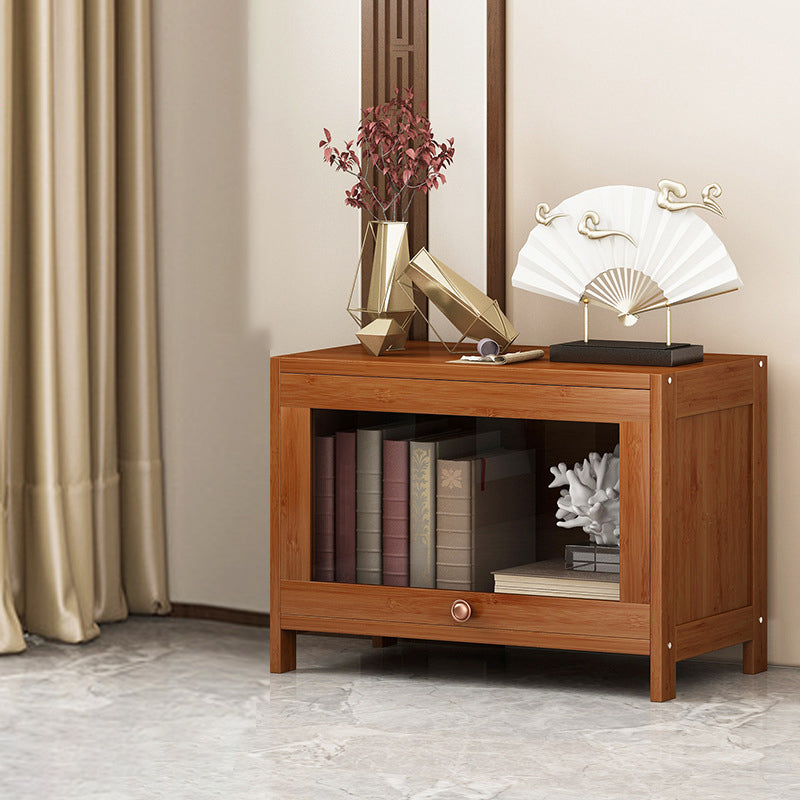 Closed Back Bamboo Bookcase Standard Modern Bookshelf with Cabinets