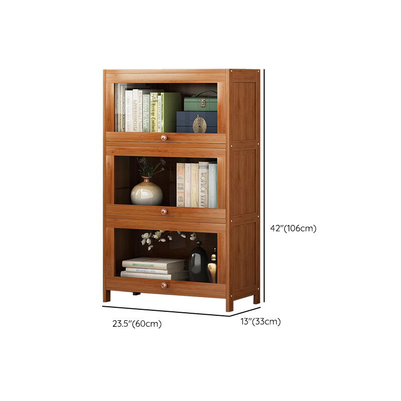 Closed Back Bamboo Bookcase Standard Modern Bookshelf with Cabinets