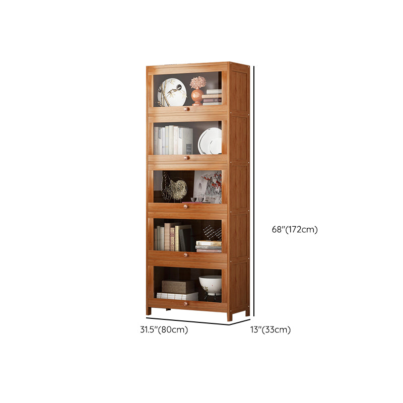 Closed Back Bamboo Bookcase Standard Modern Bookshelf with Cabinets