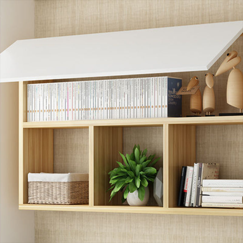 Wood Closed Back Bookshelf Floating Contemporary Bookcase with Shelves