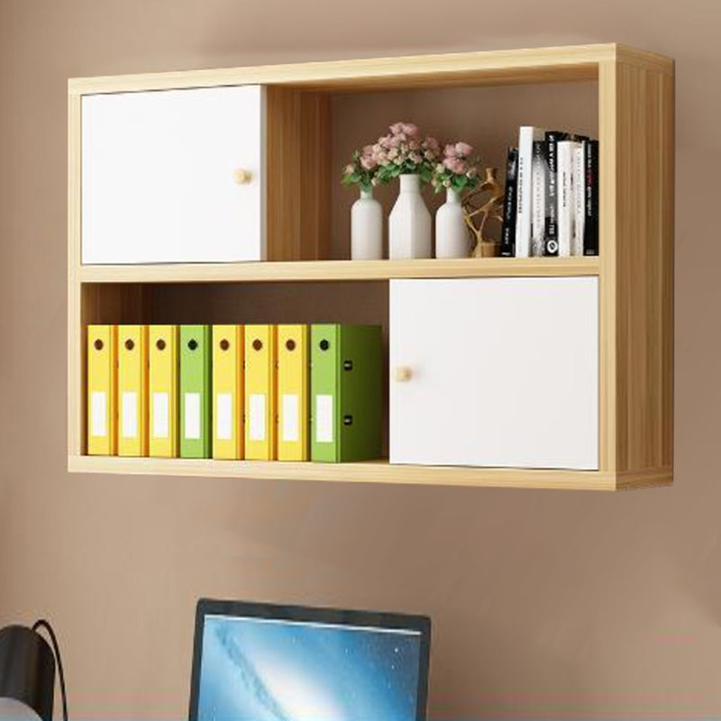 Wood Closed Back Bookshelf Floating Contemporary Bookcase with Shelves