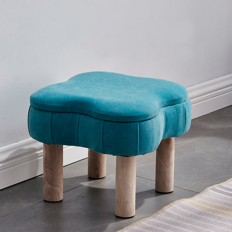 Solid Color Fabric Standard Stool Modern Simple Unique Shape Upholstered Footstool