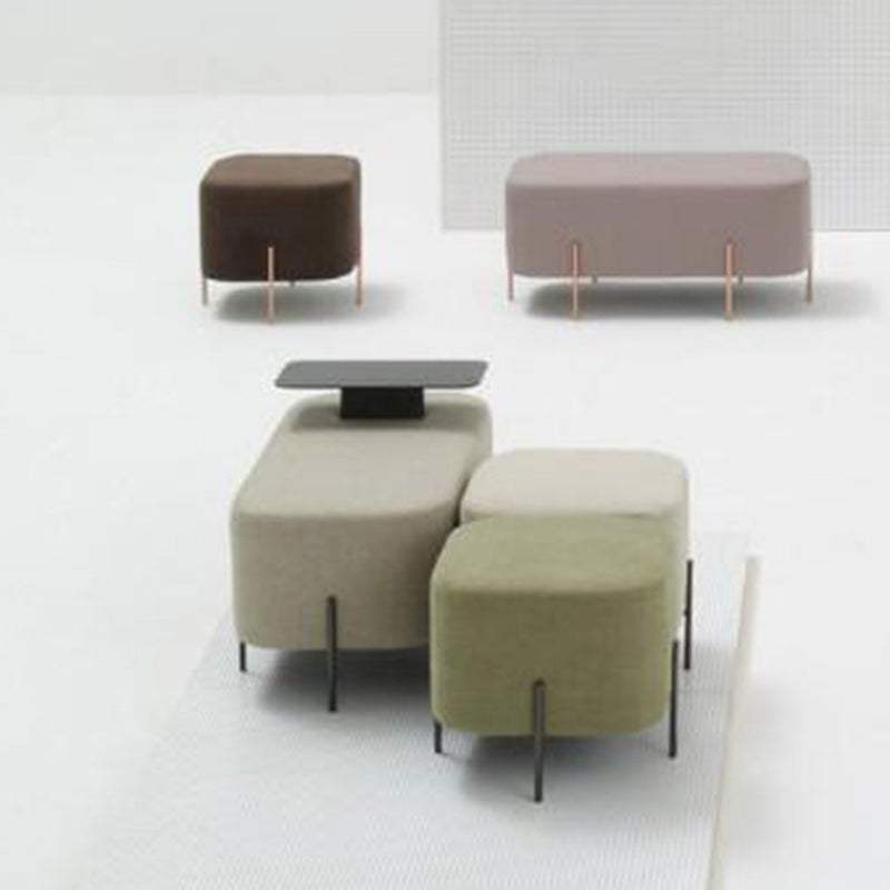 Solid Color Fabric Standard Stool Modern Simple Square Upholstered Footstool
