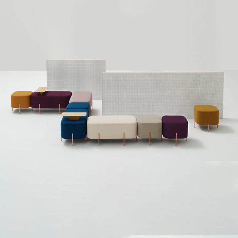 Solid Color Fabric Standard Stool Modern Simple Square Upholstered Footstool