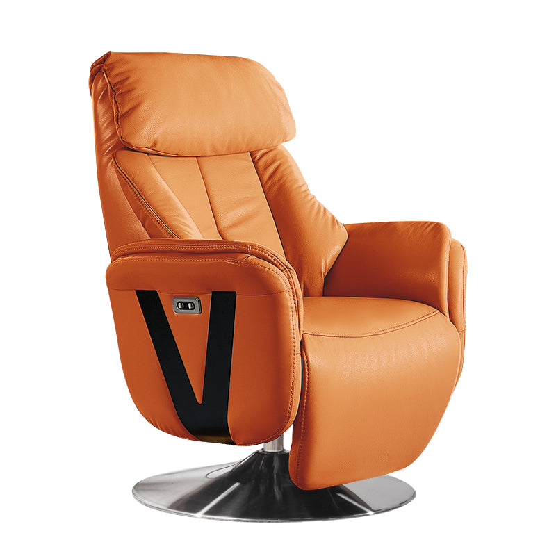 Rocking Recliner Chair Solid Color Genuine Leather Standard Recliner