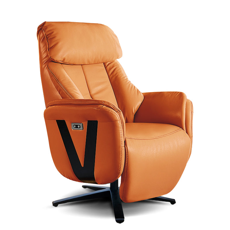 Rocking Recliner Chair Solid Color Genuine Leather Standard Recliner
