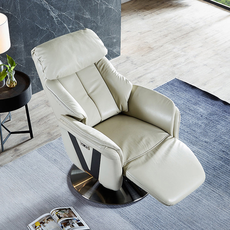 Rocking Recliner Chair Solid Color Genuine Leather Standard Recliner