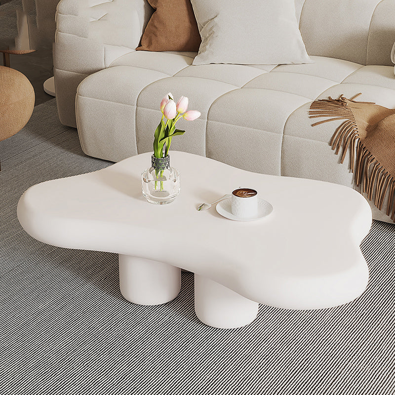 No Distressing 1 Coffee Table 2 Legs White Wood Single Coffee Table