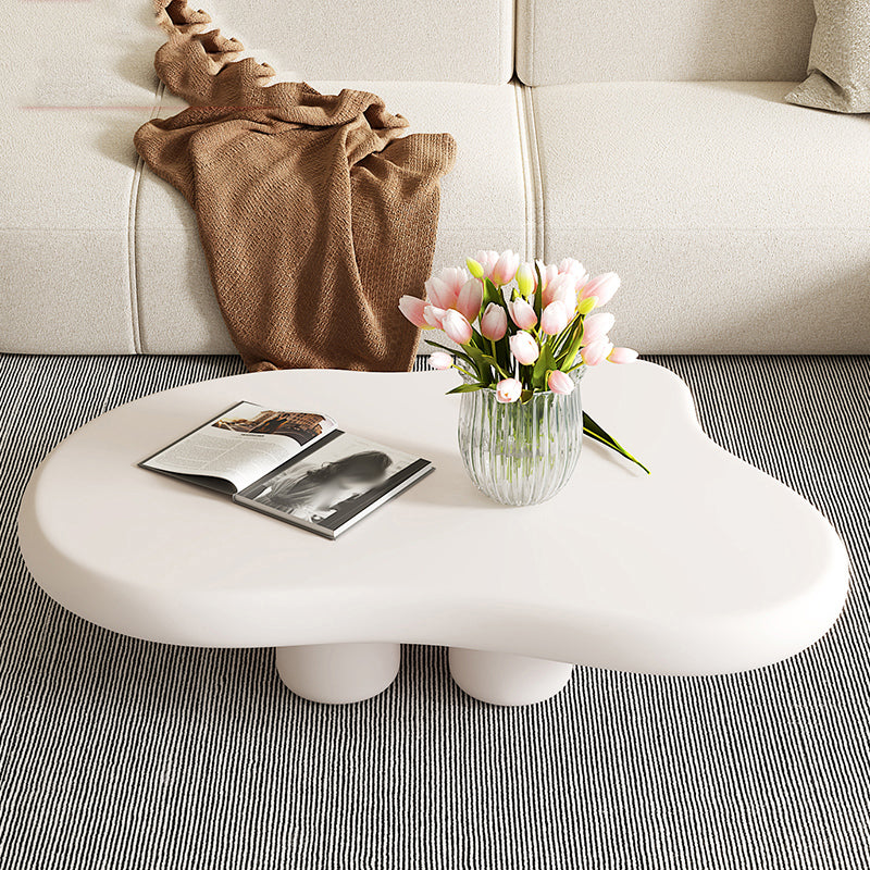No Distressing 1 Coffee Table 2 Legs White Wood Single Coffee Table