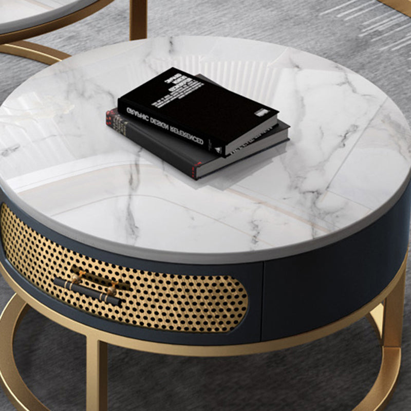 Slate Round Frame Coffee Table Nesting Modern Coffee Table Set