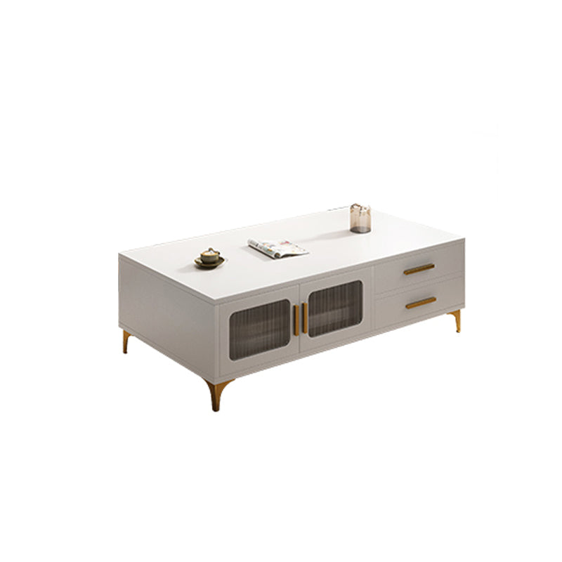 4 Legs Rectangle Cocktail Table Wood Single Coffee Table with Storage Drawers