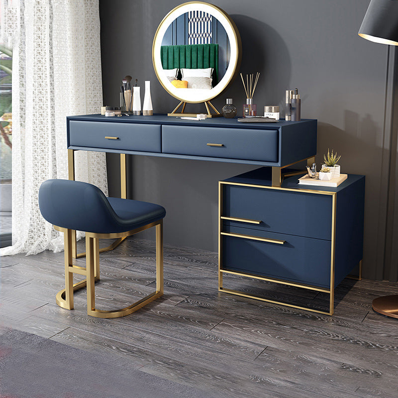 Glam Make-up Vanity Faux Leather Mirror Bedroom Makeup Vanity Set