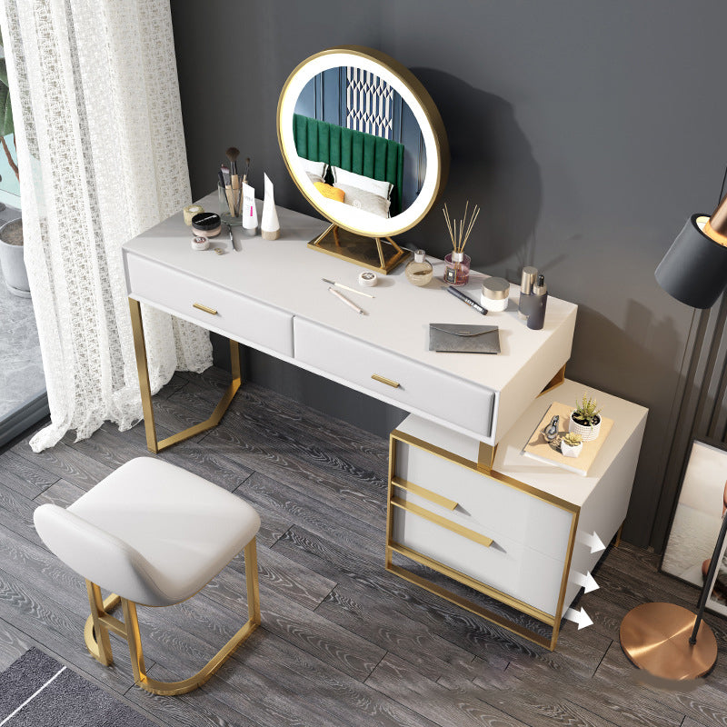 Glam Make-up Vanity Faux Leather Mirror Bedroom Makeup Vanity Set