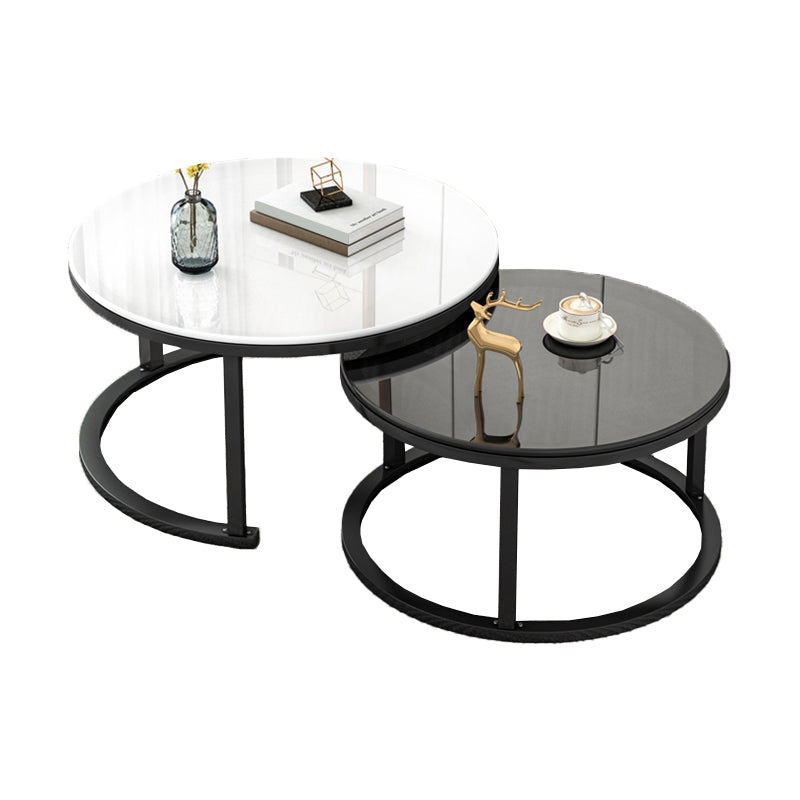 Frame Contemporary Coffee Table Set Glass Top Coffee Cocktail Table