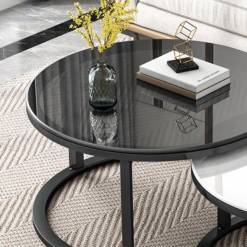 Frame Contemporary Coffee Table Set Glass Top Coffee Cocktail Table