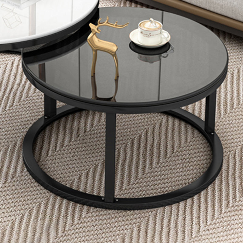Frame Contemporary Coffee Table Set Glass Top Coffee Cocktail Table
