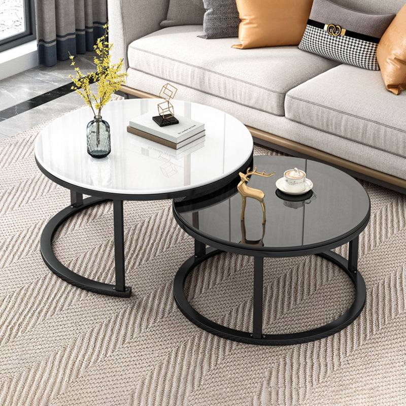 Frame Contemporary Coffee Table Set Glass Top Coffee Cocktail Table