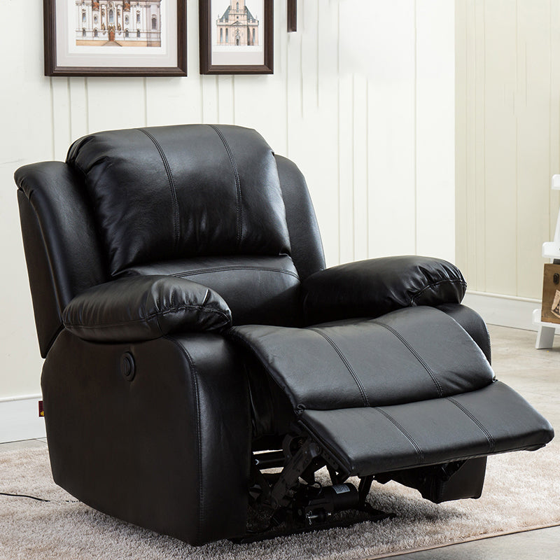 36.6" W Faux Leather Standard Recliner Swivel Base Single Recliner with USB Charge Port