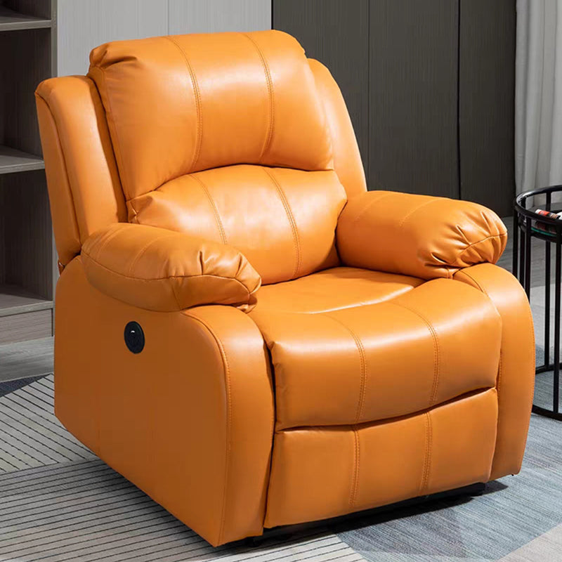 36.6" W Faux Leather Standard Recliner Swivel Base Single Recliner with USB Charge Port