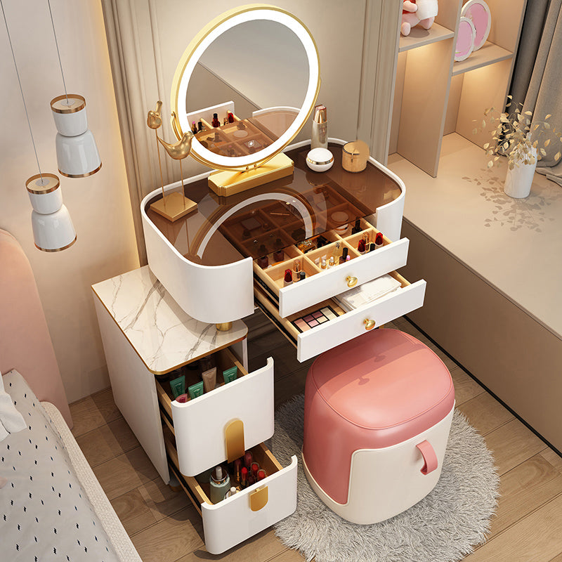 Glam Glass Makeup Counter 29.9" H Bedroom Make-up Vanity with Drawer