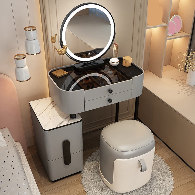 Glam Glass Makeup Counter 29.9" H Bedroom Make-up Vanity with Drawer