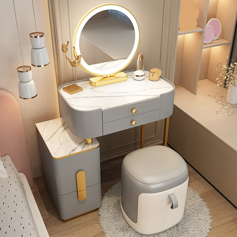 Glam Glass Makeup Counter 29.9" H Bedroom Make-up Vanity with Drawer