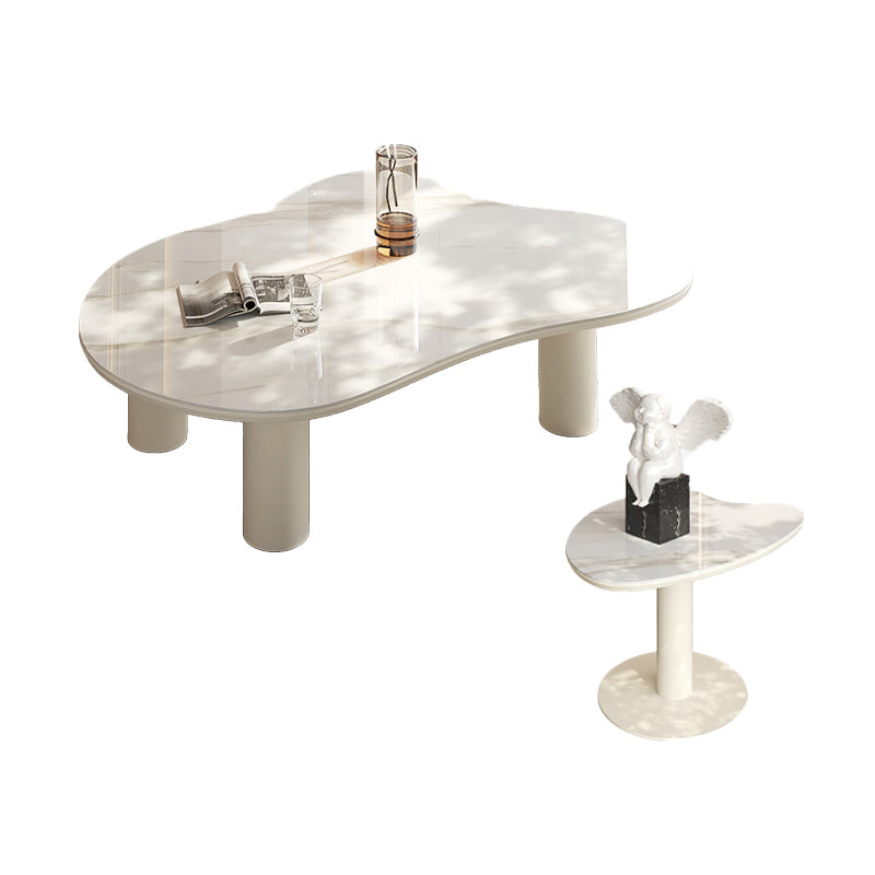 Marble White Single Coffee Table Modern Free-Form Coffee Table
