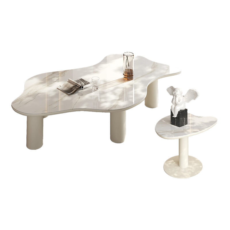 Marble White Single Coffee Table Modern Free-Form Coffee Table