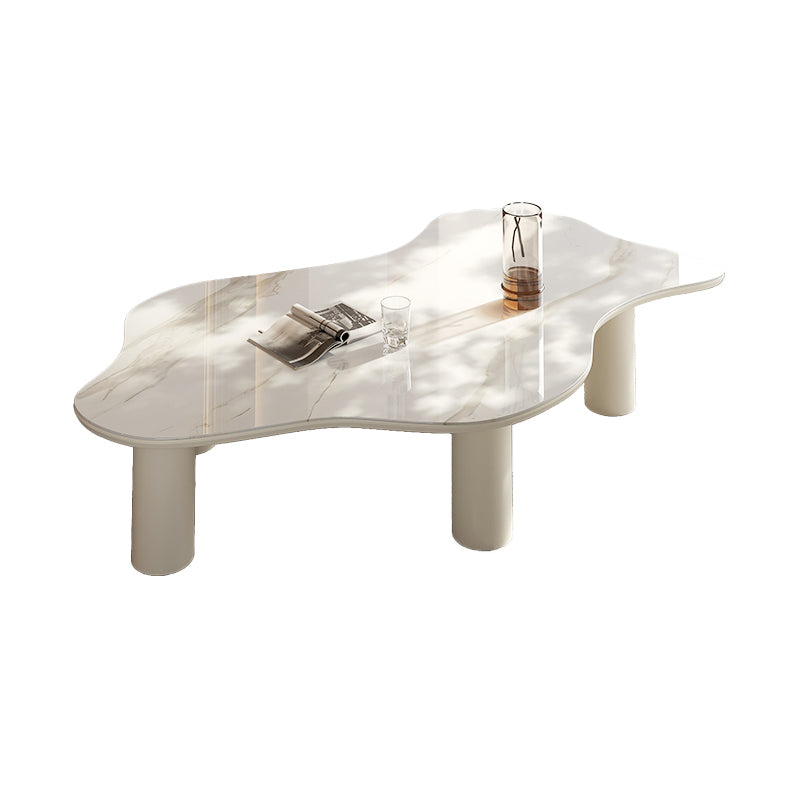 Marble White Single Coffee Table Modern Free-Form Coffee Table