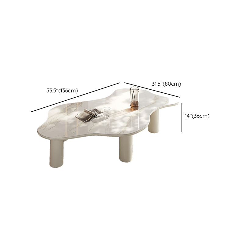 Marble White Single Coffee Table Modern Free-Form Coffee Table