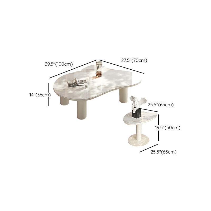 Marble White Single Coffee Table Modern Free-Form Coffee Table