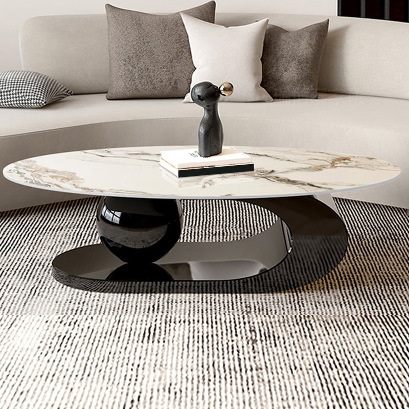 No Distressing Slate Coffee Table Pedestal Oval Single Coffee Table