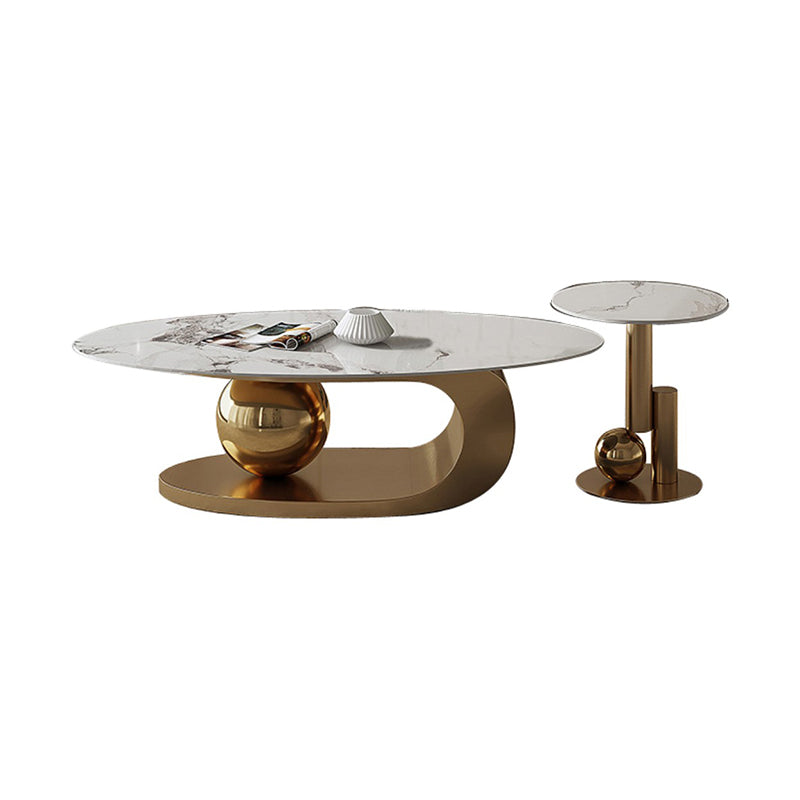 No Distressing Slate Coffee Table Pedestal Oval Single Coffee Table