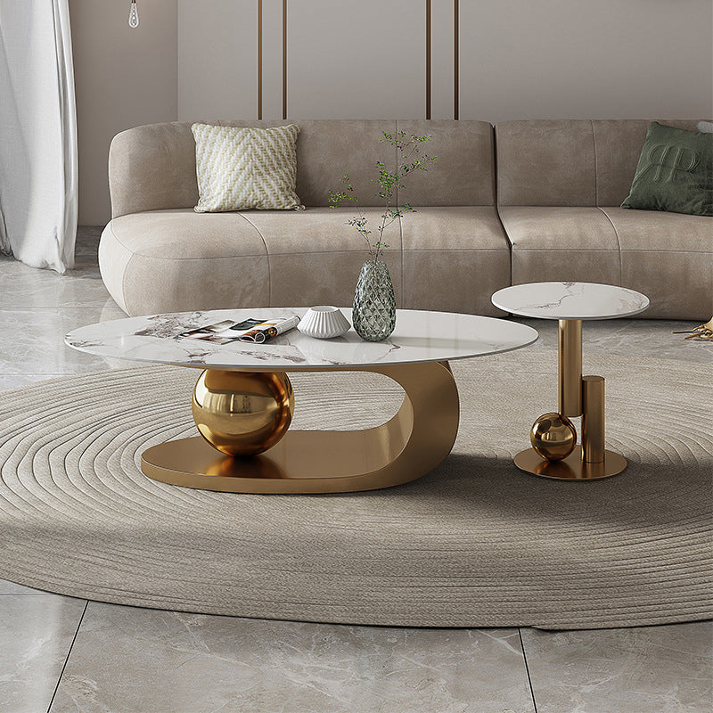 No Distressing Slate Coffee Table Pedestal Oval Single Coffee Table